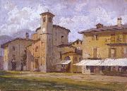 Arturo Ferrari Church and Houses oil painting reproduction